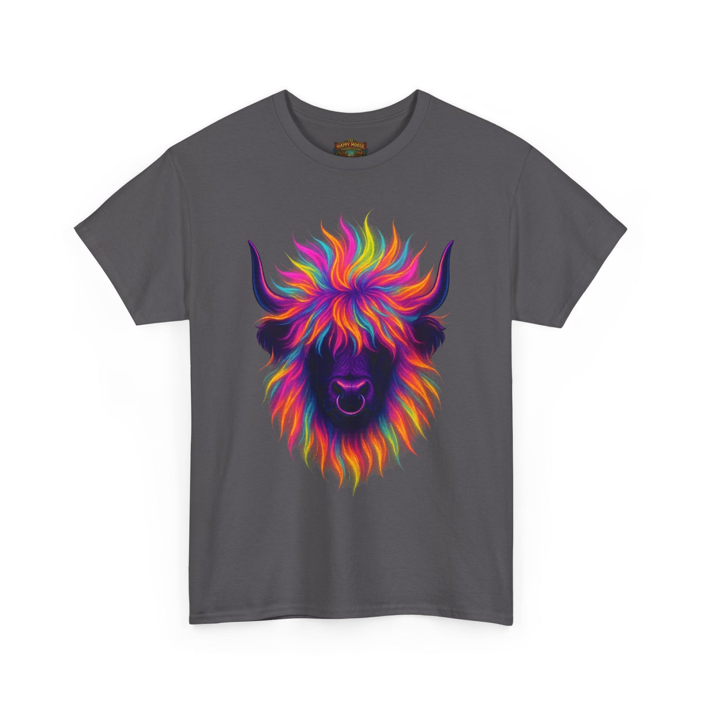 Colorful Highland Cow T-Shirt — Vibrant Rainbow Yak Graphic Tee