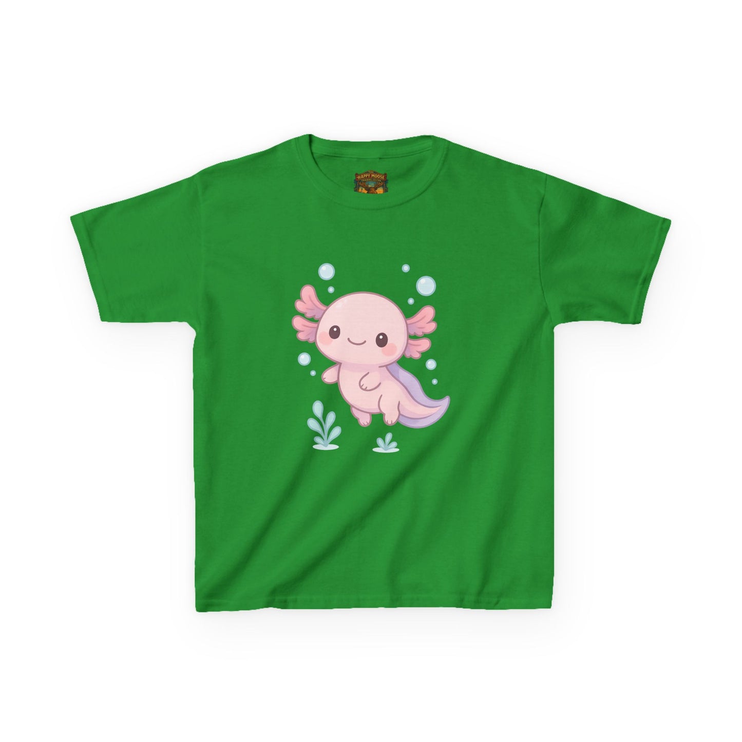 Kids Axolotl T‑Shirt — Cute Pink Axolotl Cartoon Tee for Kids