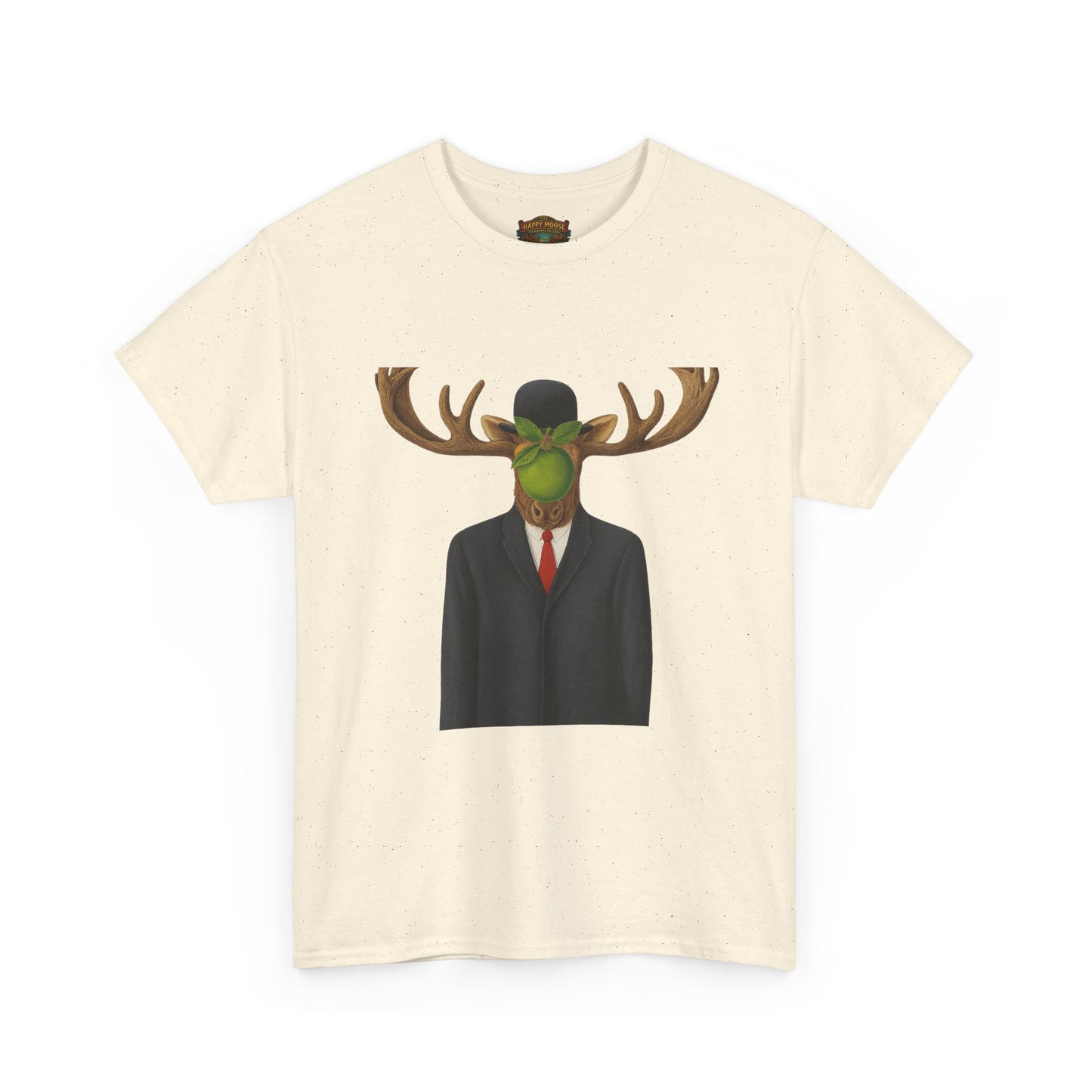Surreal Moose Head Suit T‑Shirt — 'Man with Antlers' Artistic Graphic Tee