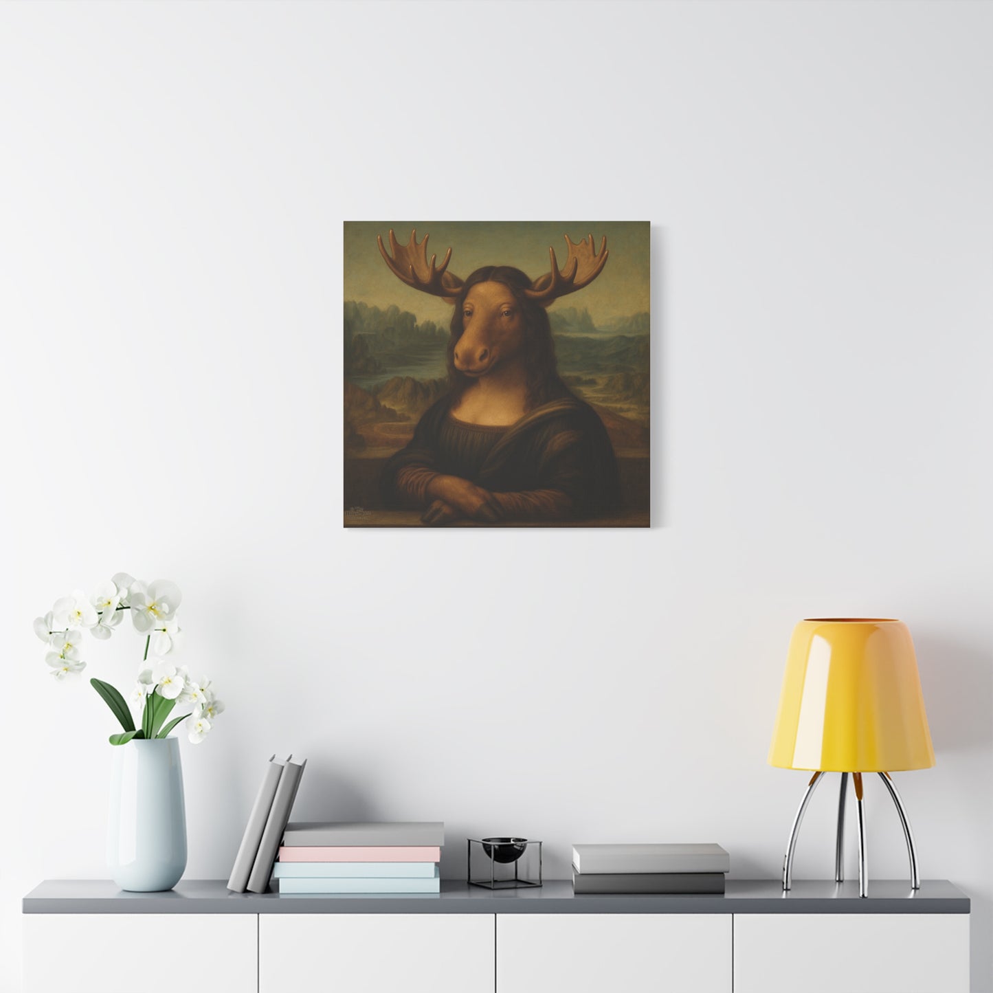 Mona Moose Canvas Print — Whimsical Animal Renaissance Wall Art