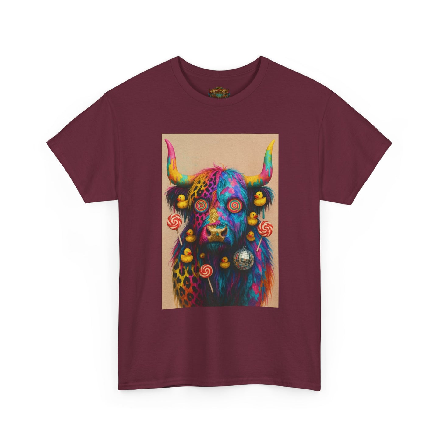Psychedelic Highland Cow T-Shirt | Retro Rainbow Cow Art 6