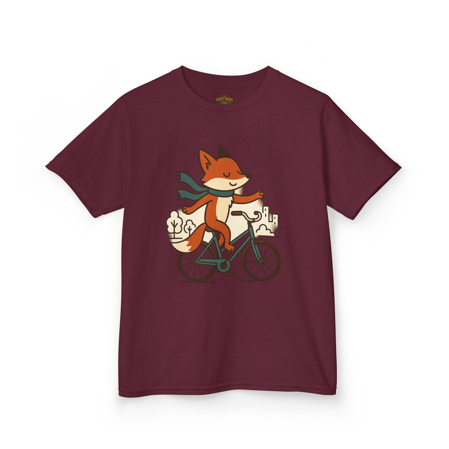 Kids Fox Bike T‑Shirt — Cute Riding Fox Illustration Tee