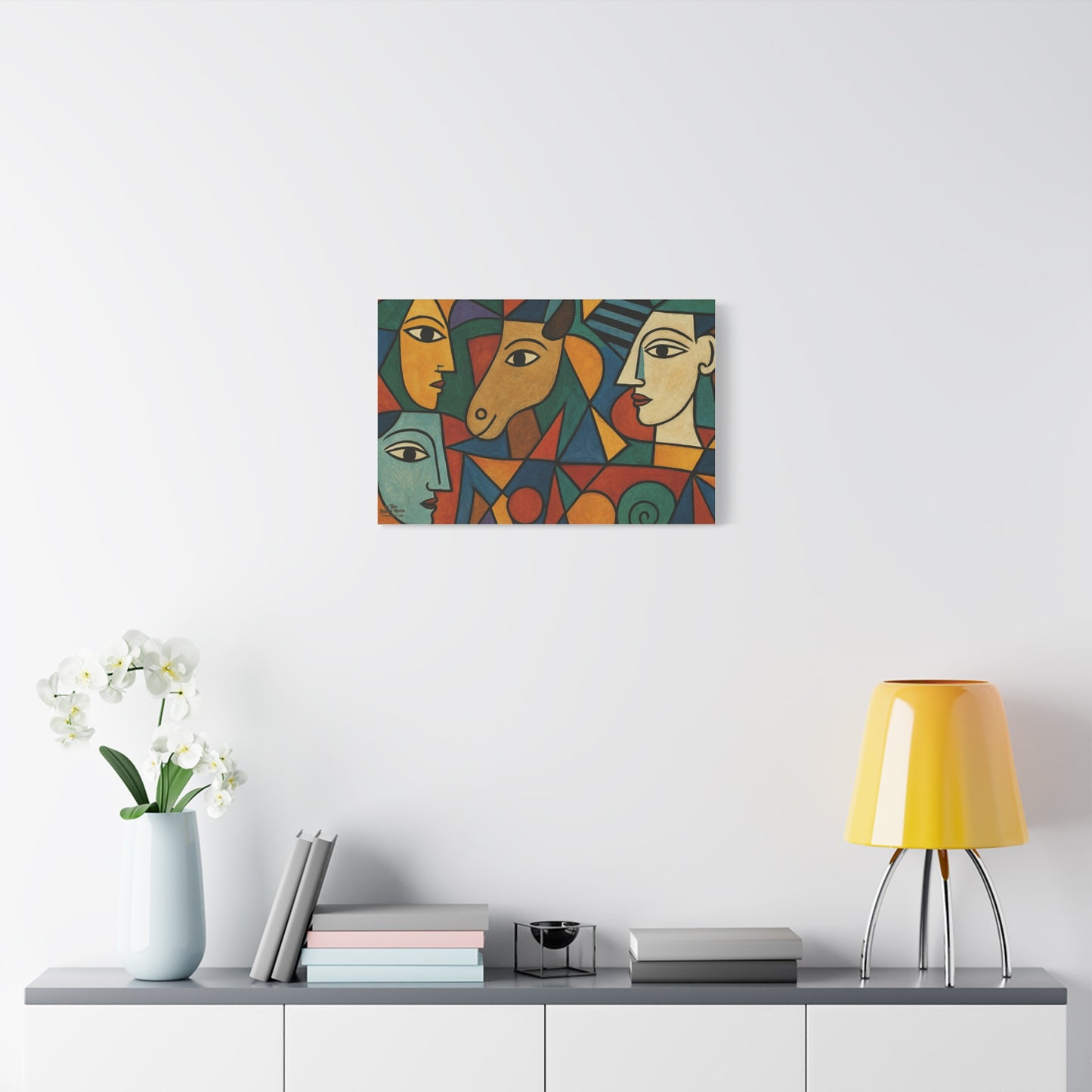 Abstract Cubist Faces Canvas Print — Colorful Stretched Wall Art