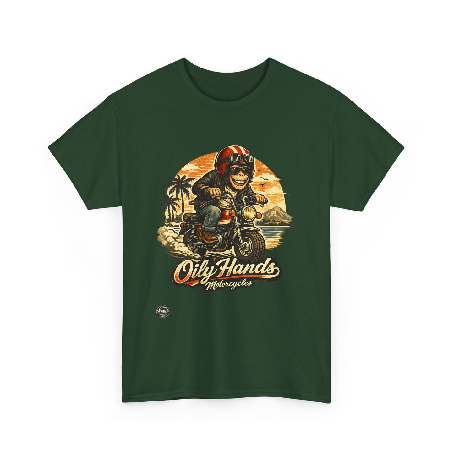 Oily Hands Motorcycle Rider Vintage Monkey Bike Sunset T-Shirt #008 E