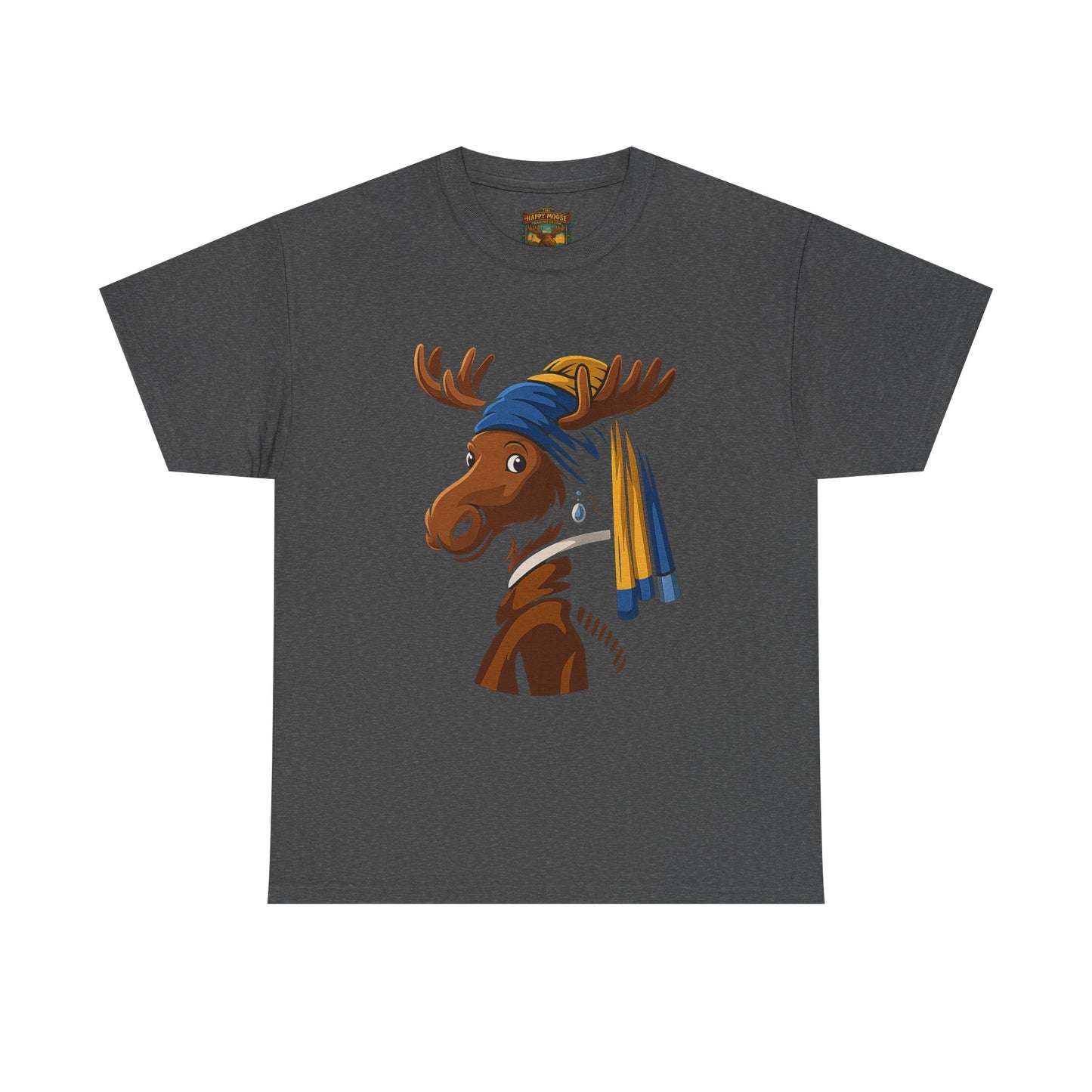 The Moose With The Pearl Earring Graphic Tee — Playful Moose with Headwrap T-Shirt