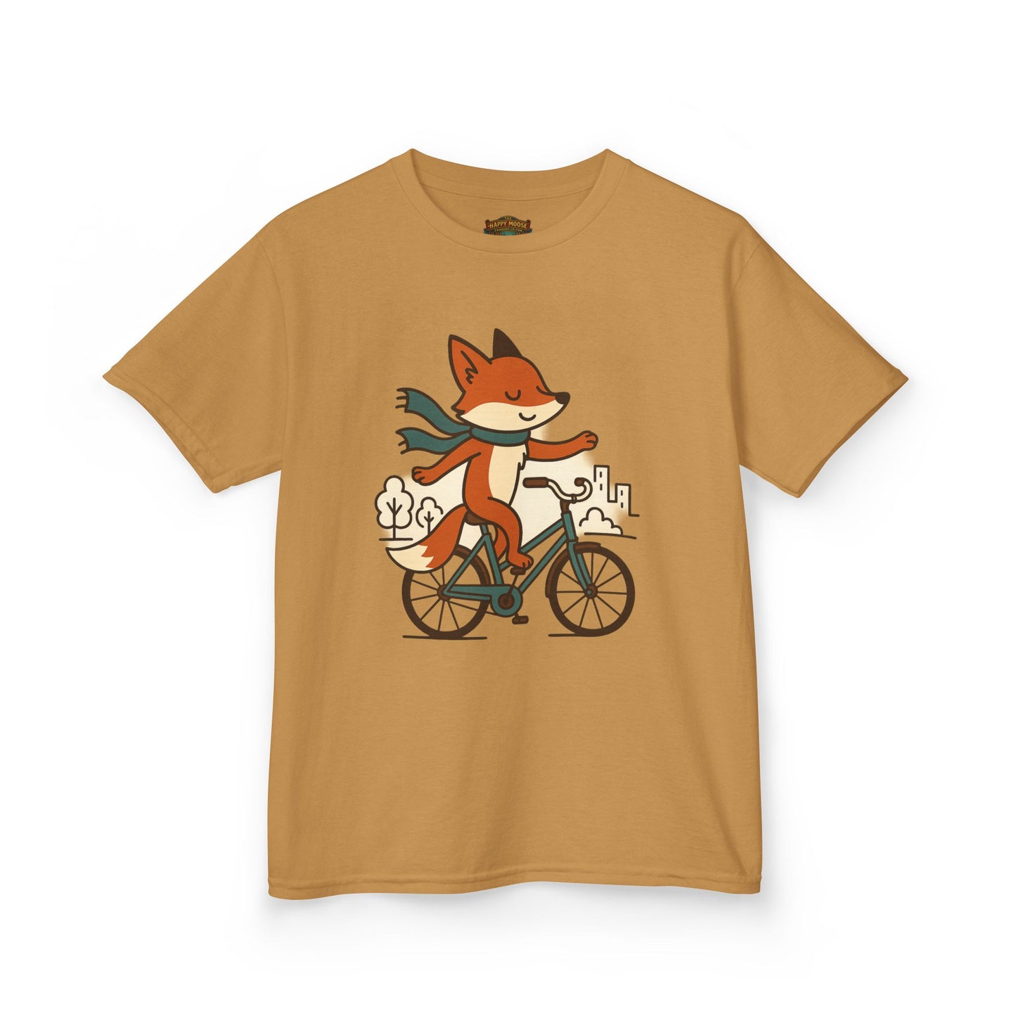 Kids Fox Bike T‑Shirt — Cute Riding Fox Illustration Tee