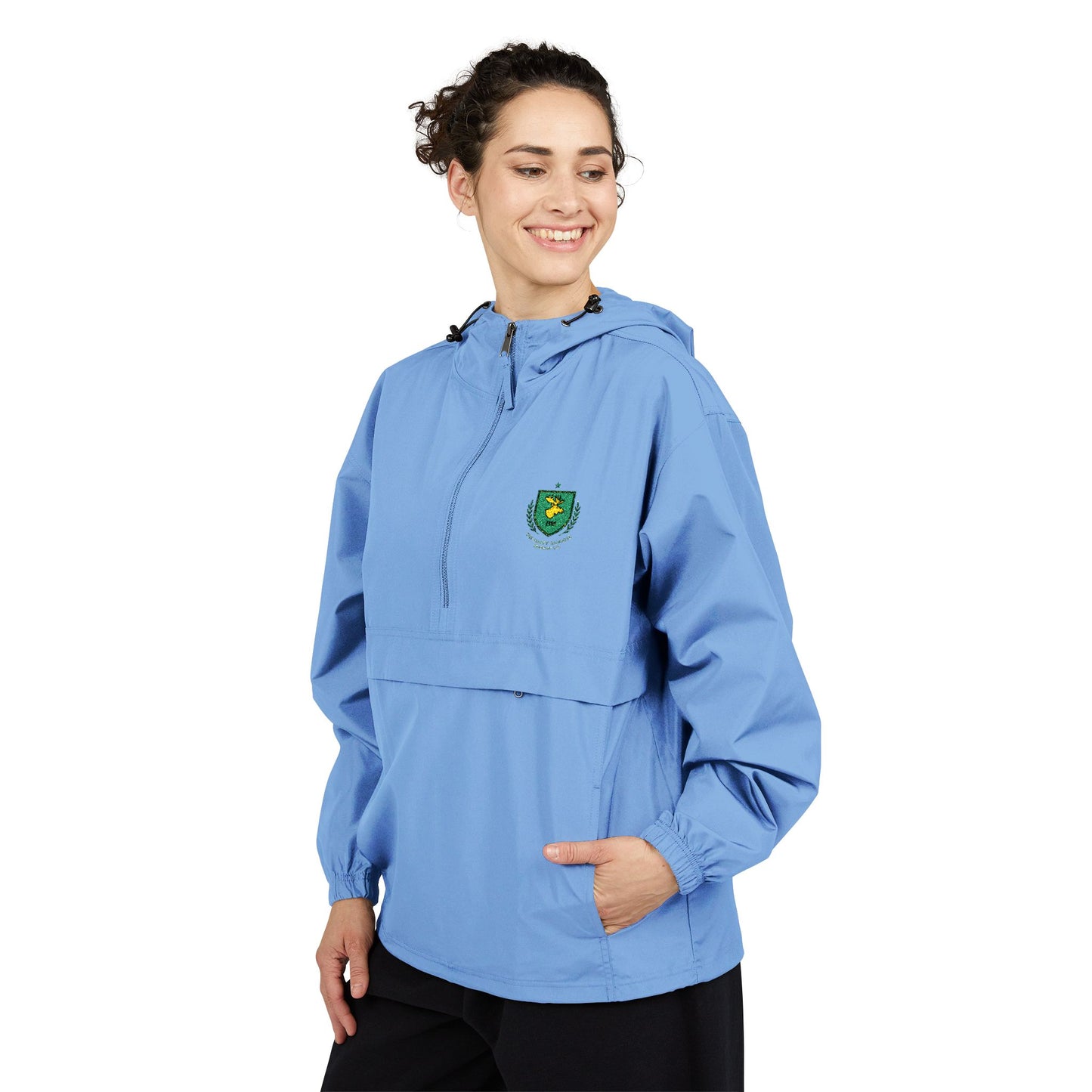 Yellow Packable Anorak Jacket — Small Green Crest Chest Logo