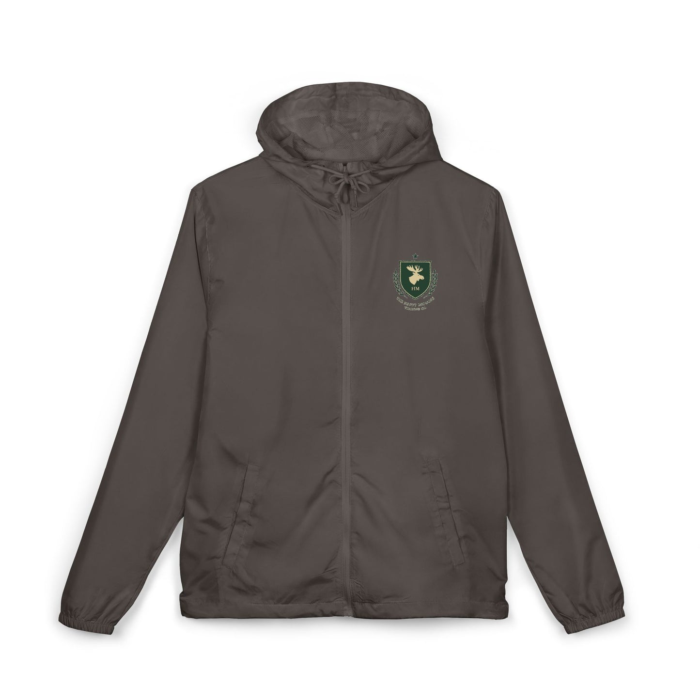 Windbreaker Jacket — Green Crest Emblem Hooded Windbreaker