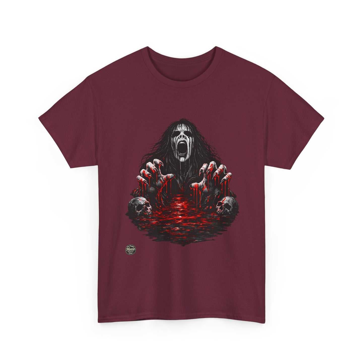 T-Shirt — Horror Scream Design with Red Blood Pool (Gothic Horror Tee)  EZ002