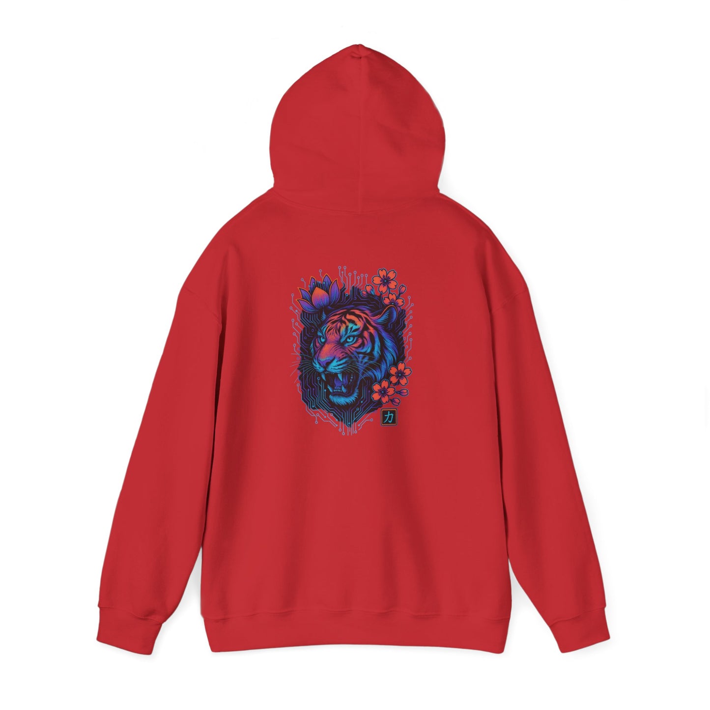 Neon Floral Tiger Hoodie — Artistic Bold Tiger Portrait Sweatshirt
