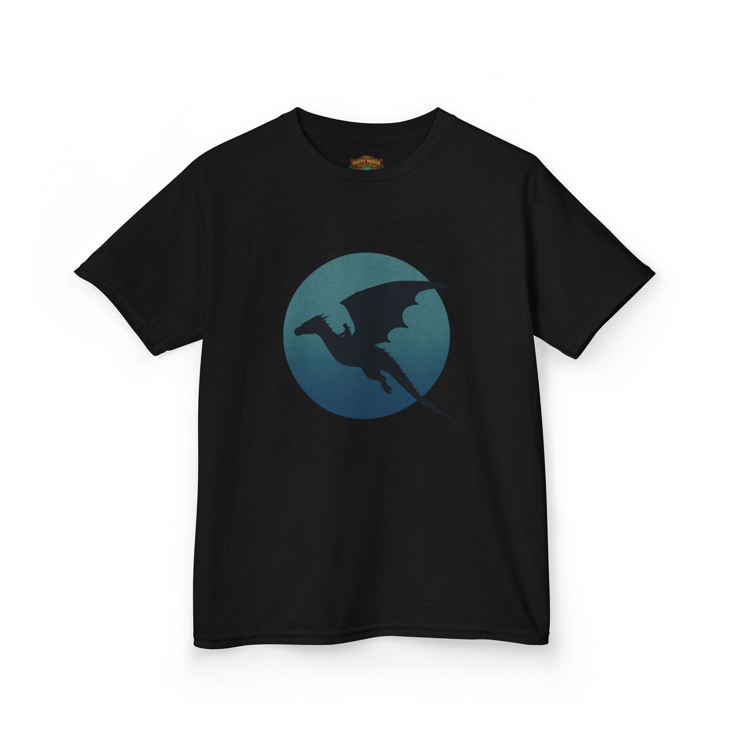 Kids Dragon Silhouette Tee — Fantasy Dragon Circle Graphic Shirt