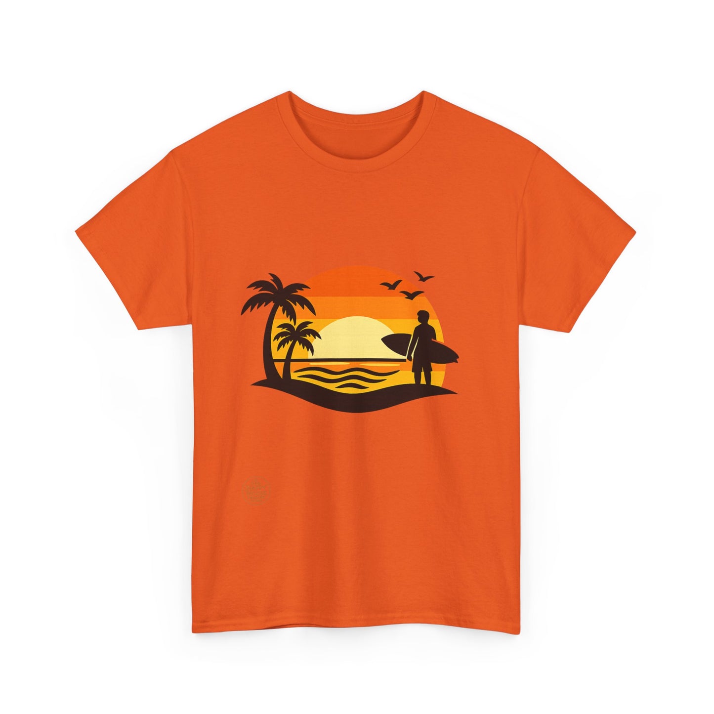 Surf Sunset T-Shirt — Retro Palm Tree Beach Tee
