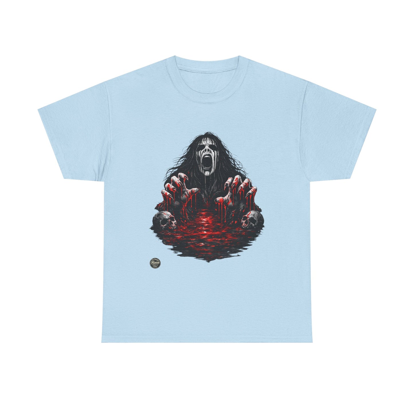 T-Shirt — Horror Scream Design with Red Blood Pool (Gothic Horror Tee)  EZ002