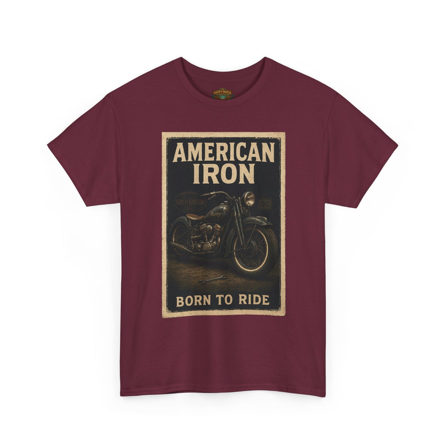American Iron motorcycle poster Tee | Born to Ride vintage biker graphic T-Shirt