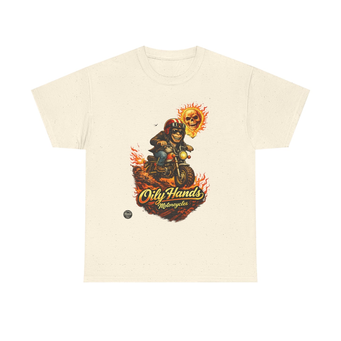 Oily Hands Biker Skull Motorcycle Tee — “Oily Hands” Vintage Ride T-Shirt #002 E