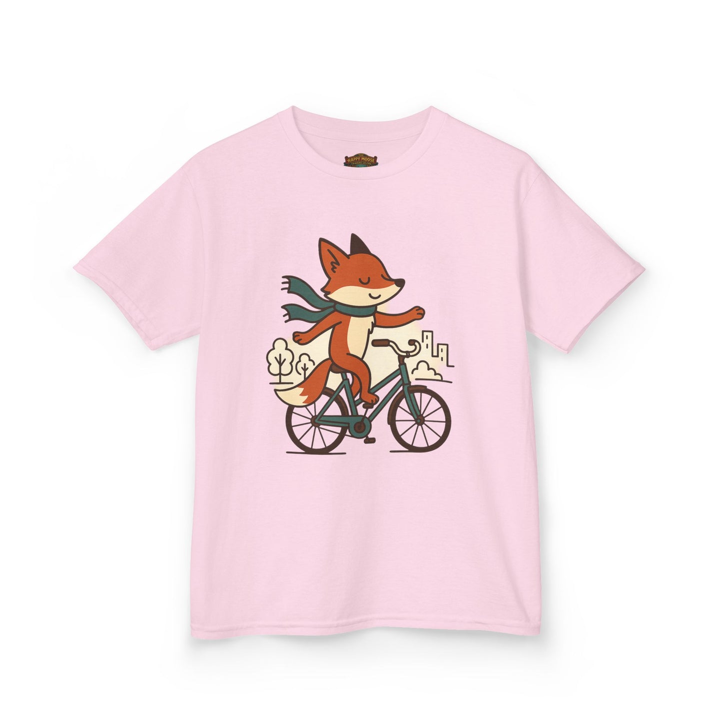 Kids Fox Bike T‑Shirt — Cute Riding Fox Illustration Tee