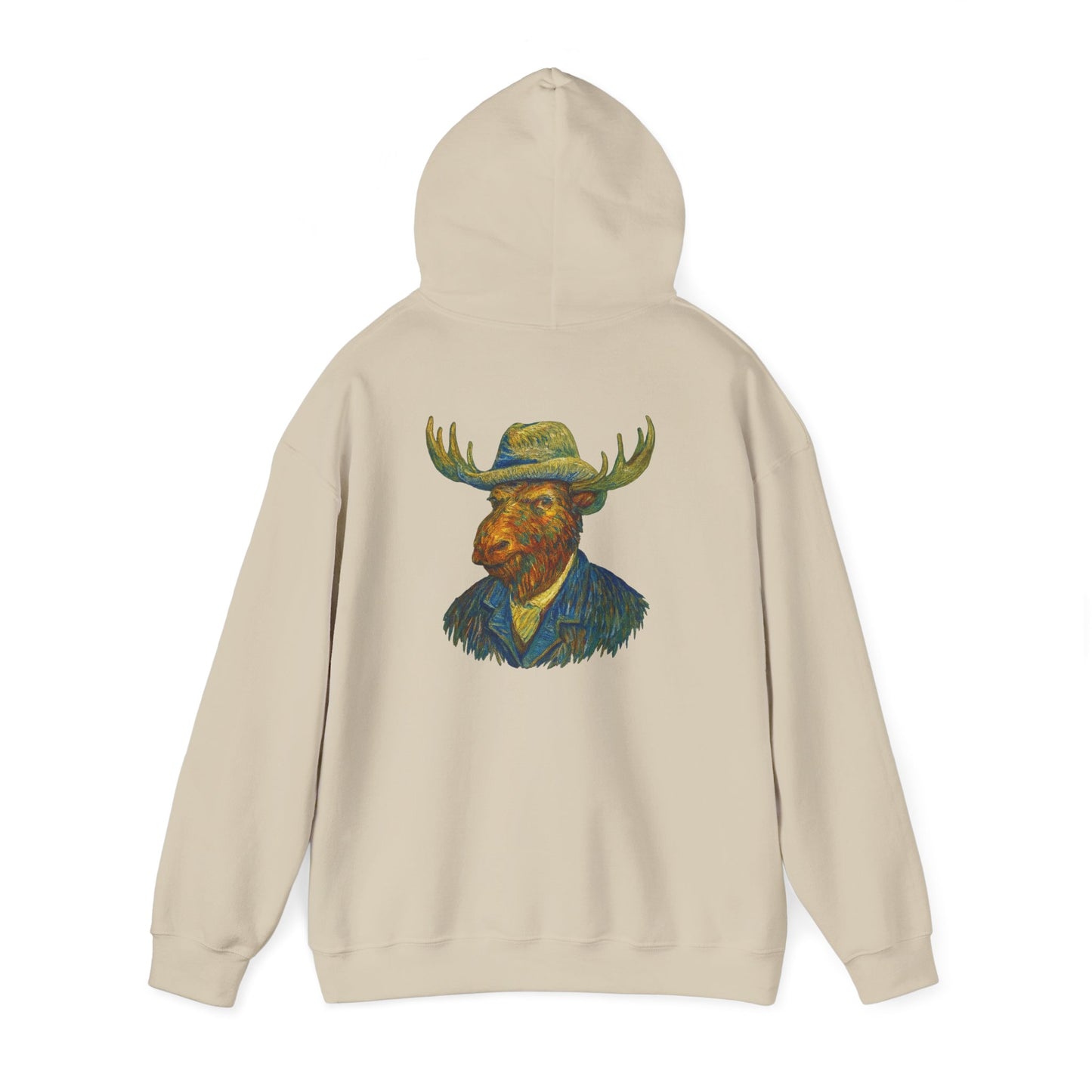 Van Gogh Moose Portrait Hoodie — Artistic Antlered Van Gogh Pullover