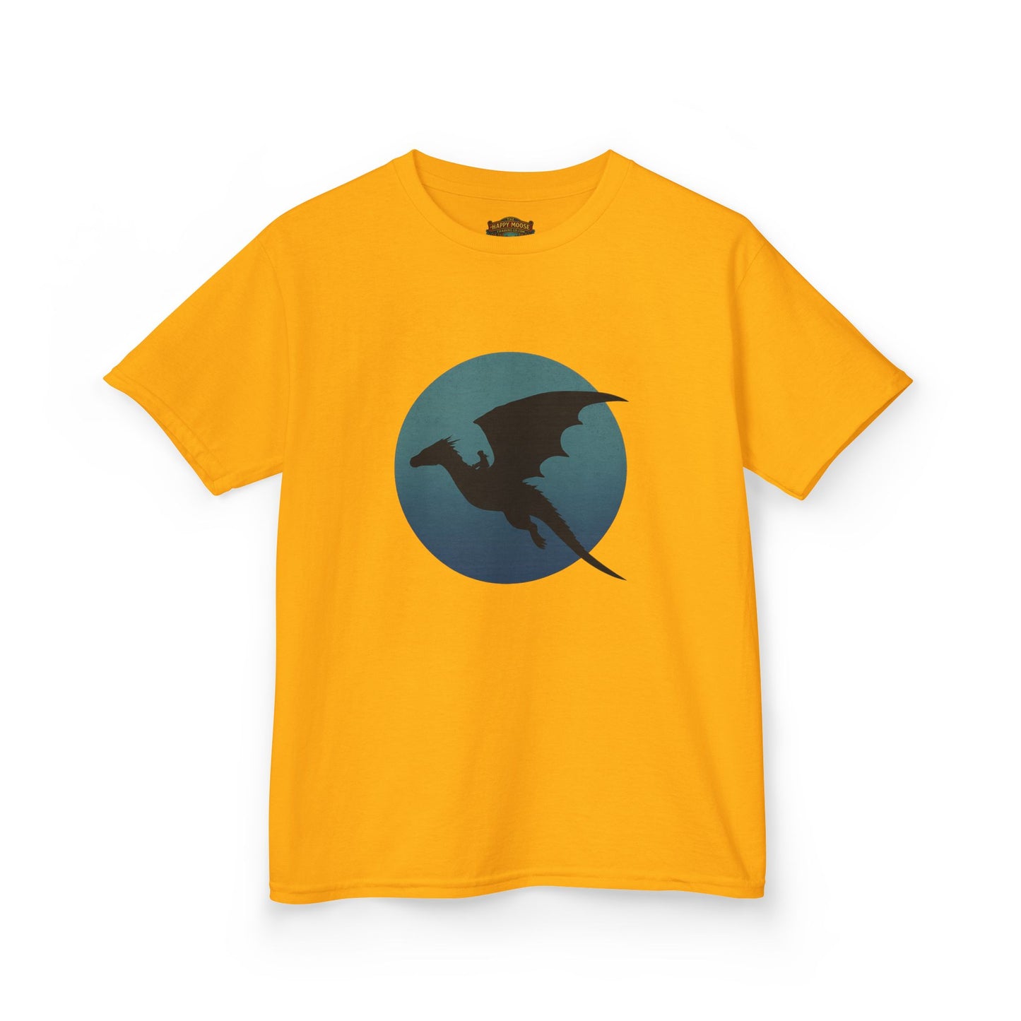 Kids Dragon Silhouette Tee — Fantasy Dragon Circle Graphic Shirt