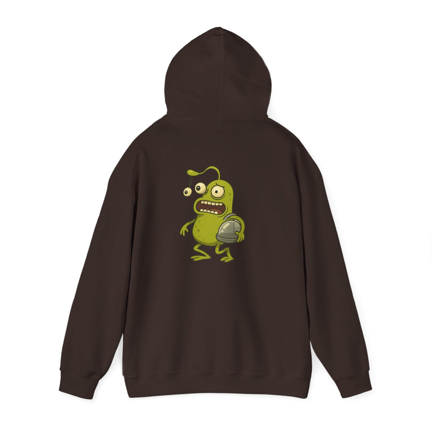 Alien Monster Hoodie — Cute Green Space Creature Graphic Hooded Sweatshirt