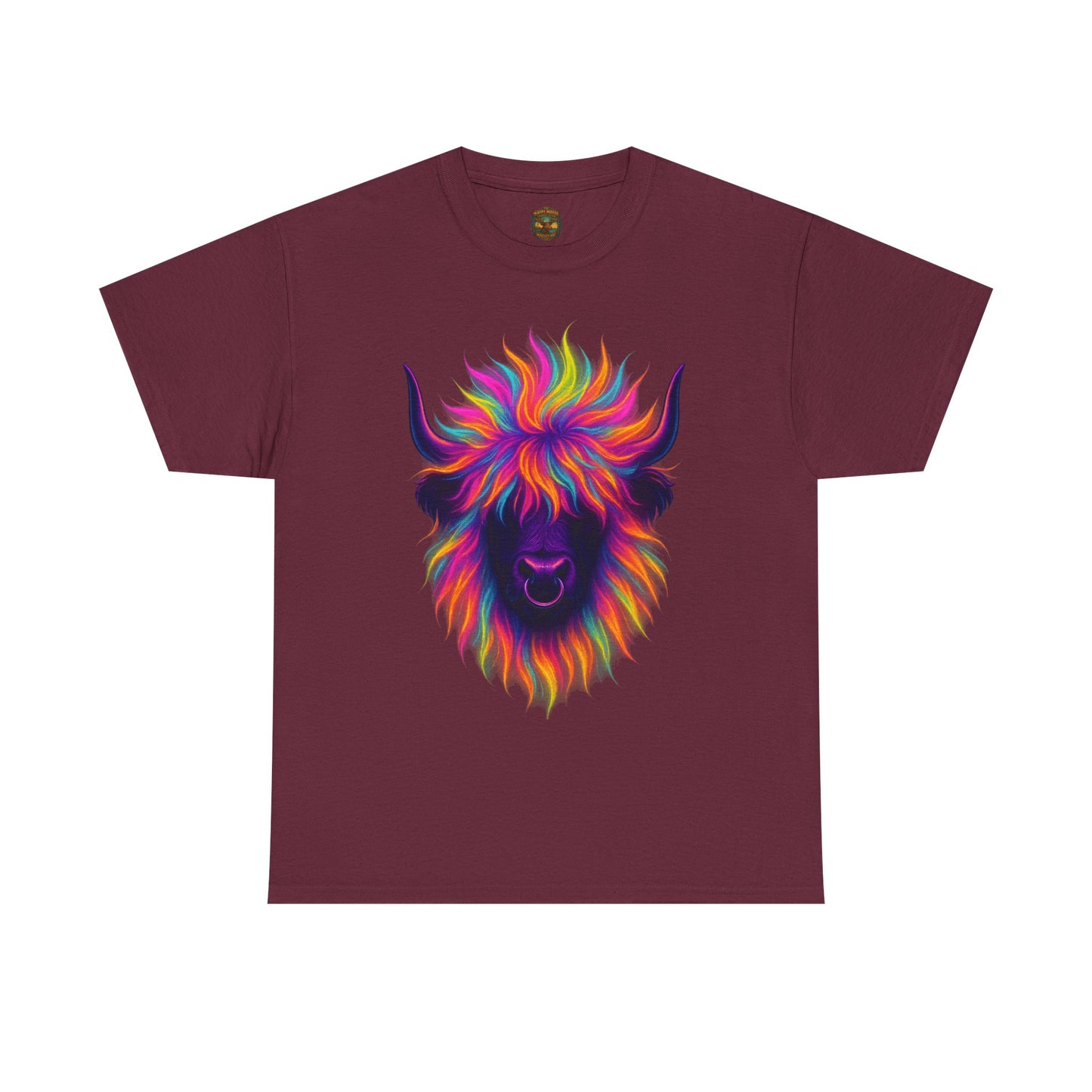 Colorful Highland Cow T-Shirt — Vibrant Rainbow Yak Graphic Tee