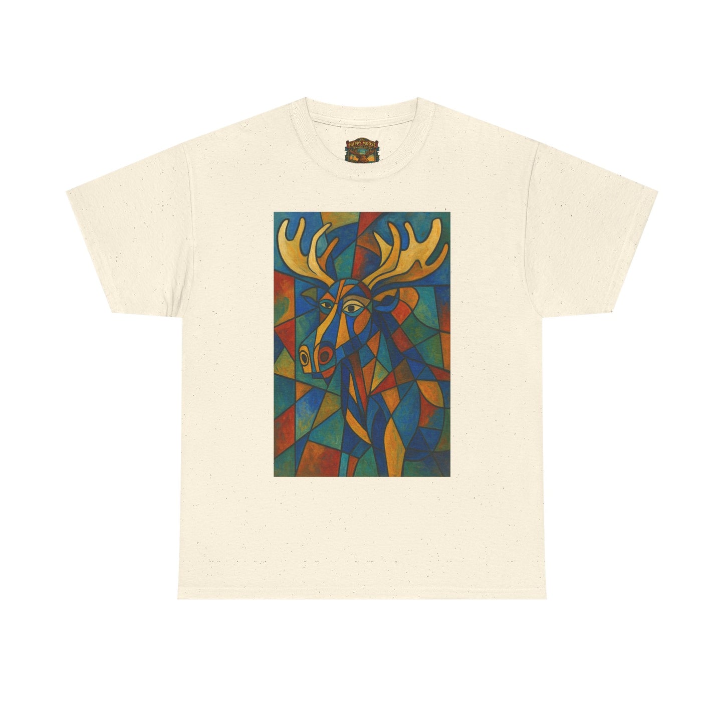 Picasso Moose T‑Shirt — Colorful Geometric Woodland Art Tee