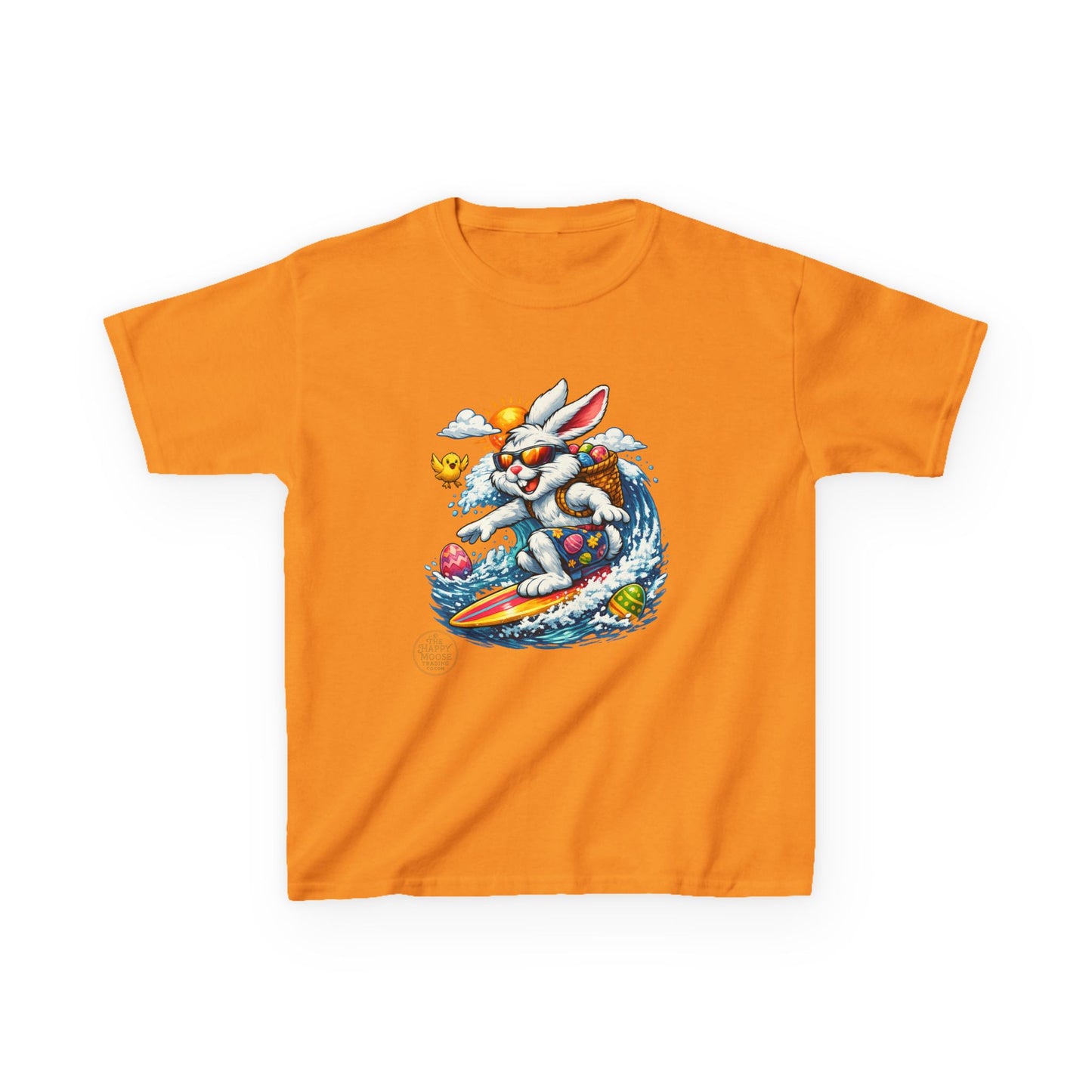 Kids Surfing Easter Bunny T-Shirt — Cute Surfboard Bunny Graphic Tee