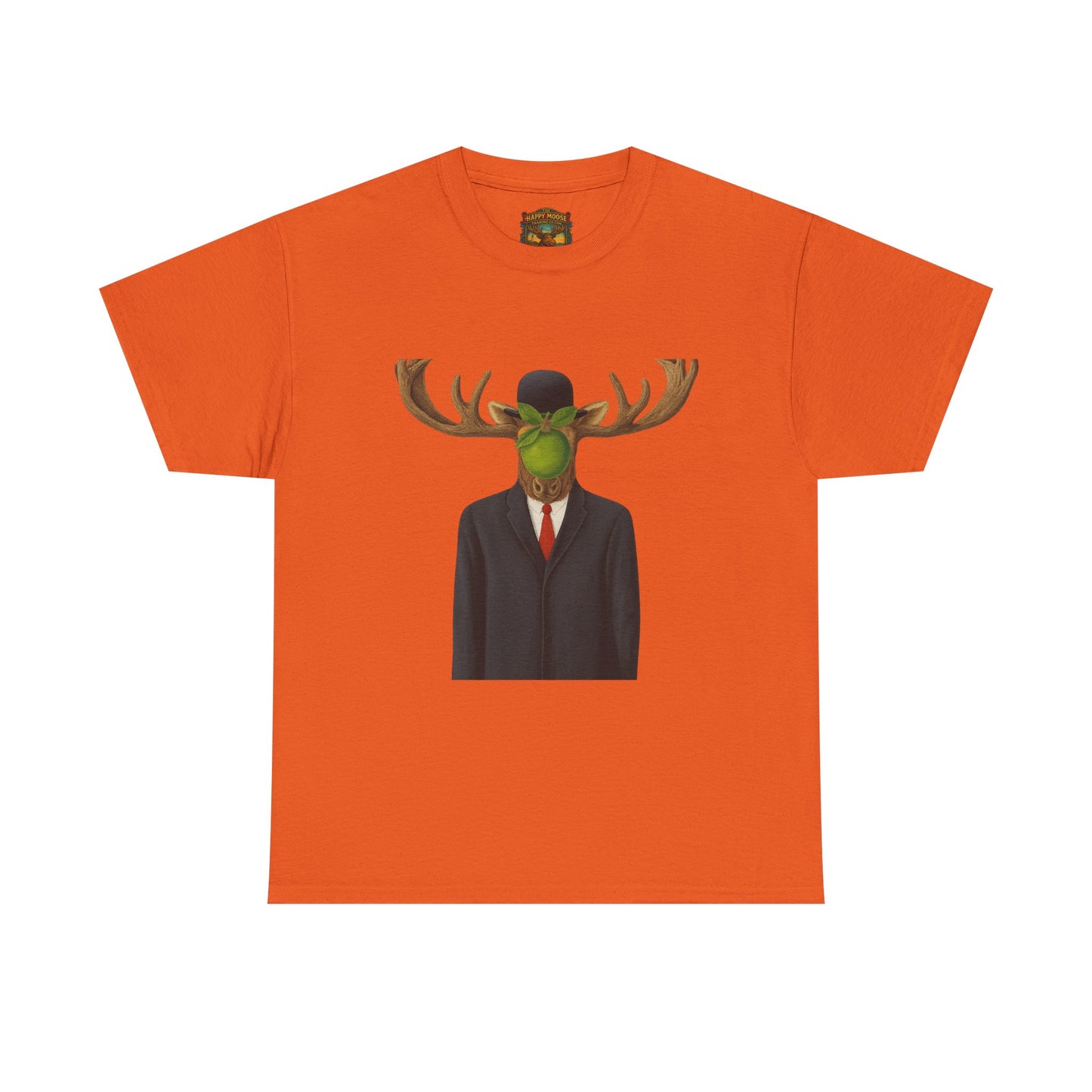 Surreal Moose Head Suit T‑Shirt — 'Man with Antlers' Artistic Graphic Tee