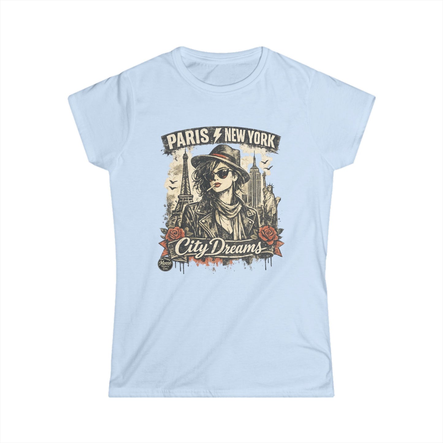 City Dreams Tee — Paris & New York Vintage Traveller Women's T‑Shirt #E