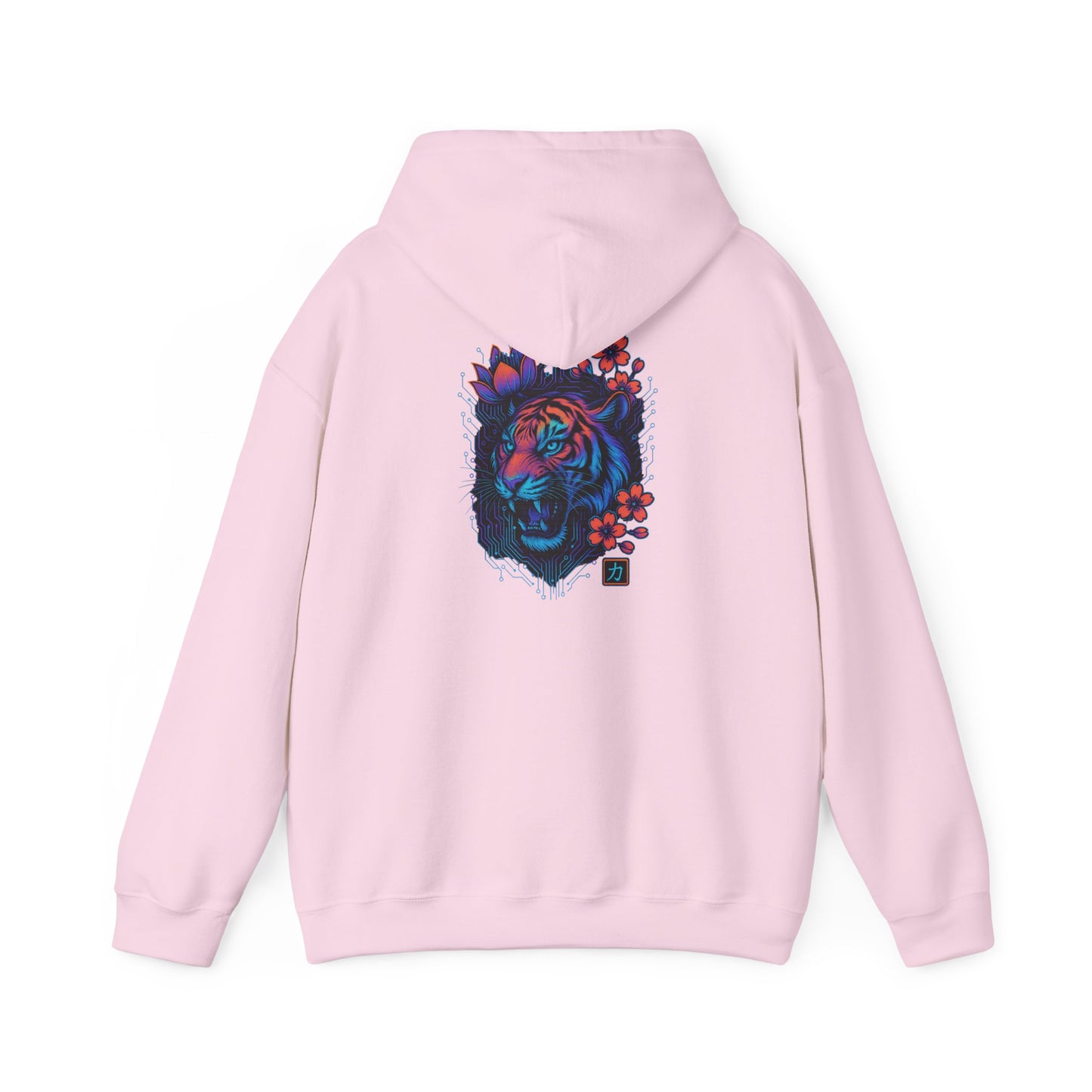 Neon Floral Tiger Hoodie — Artistic Bold Tiger Portrait Sweatshirt