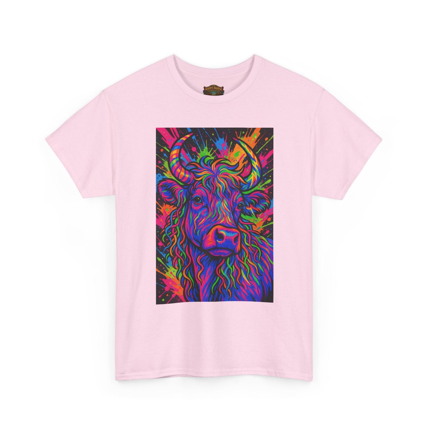 Psycadelic Highland Cow T-Shirt | Retro Rainbow Cow Art 1