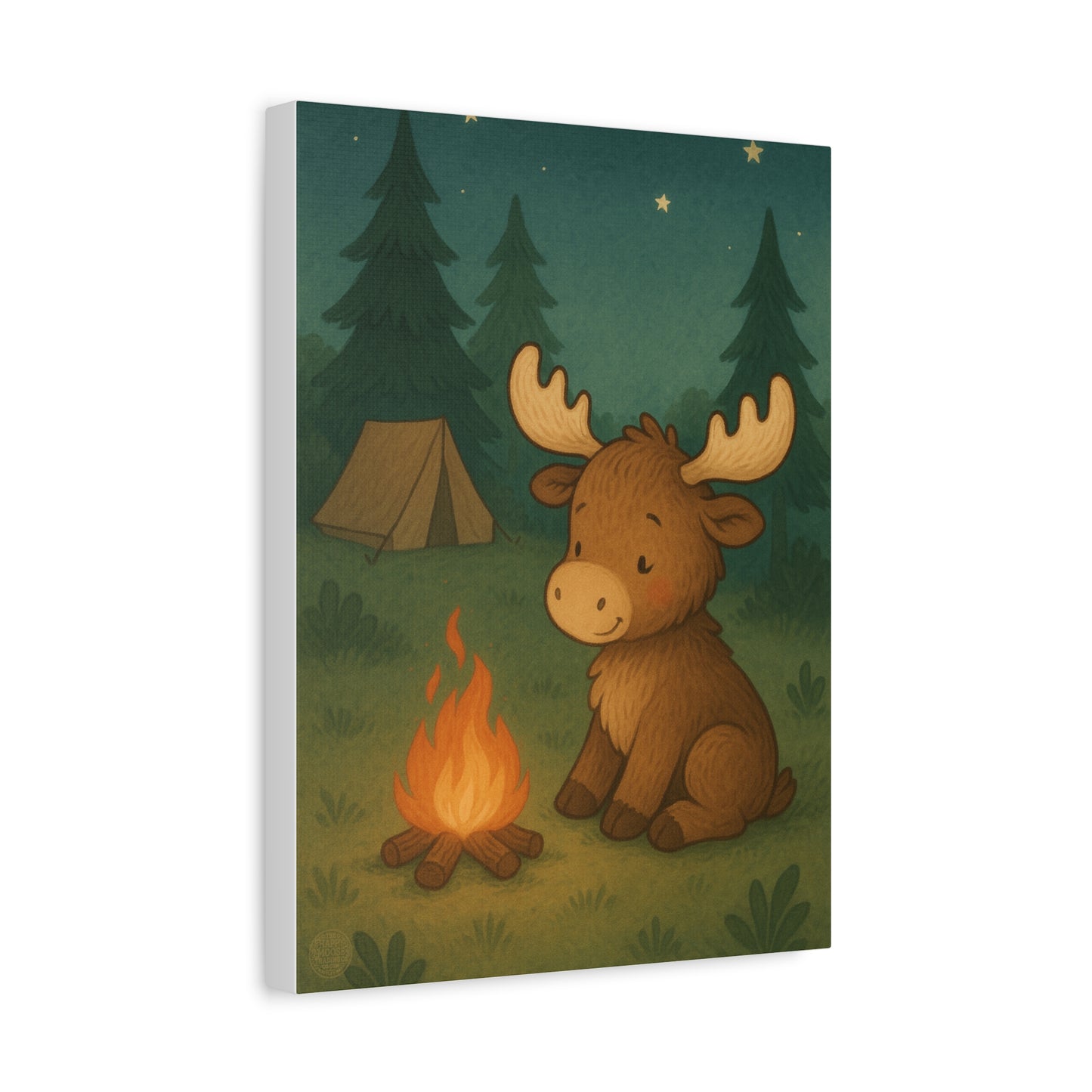 Cute Camping Moose Canvas Art — Kids Nursery Wall Decor
