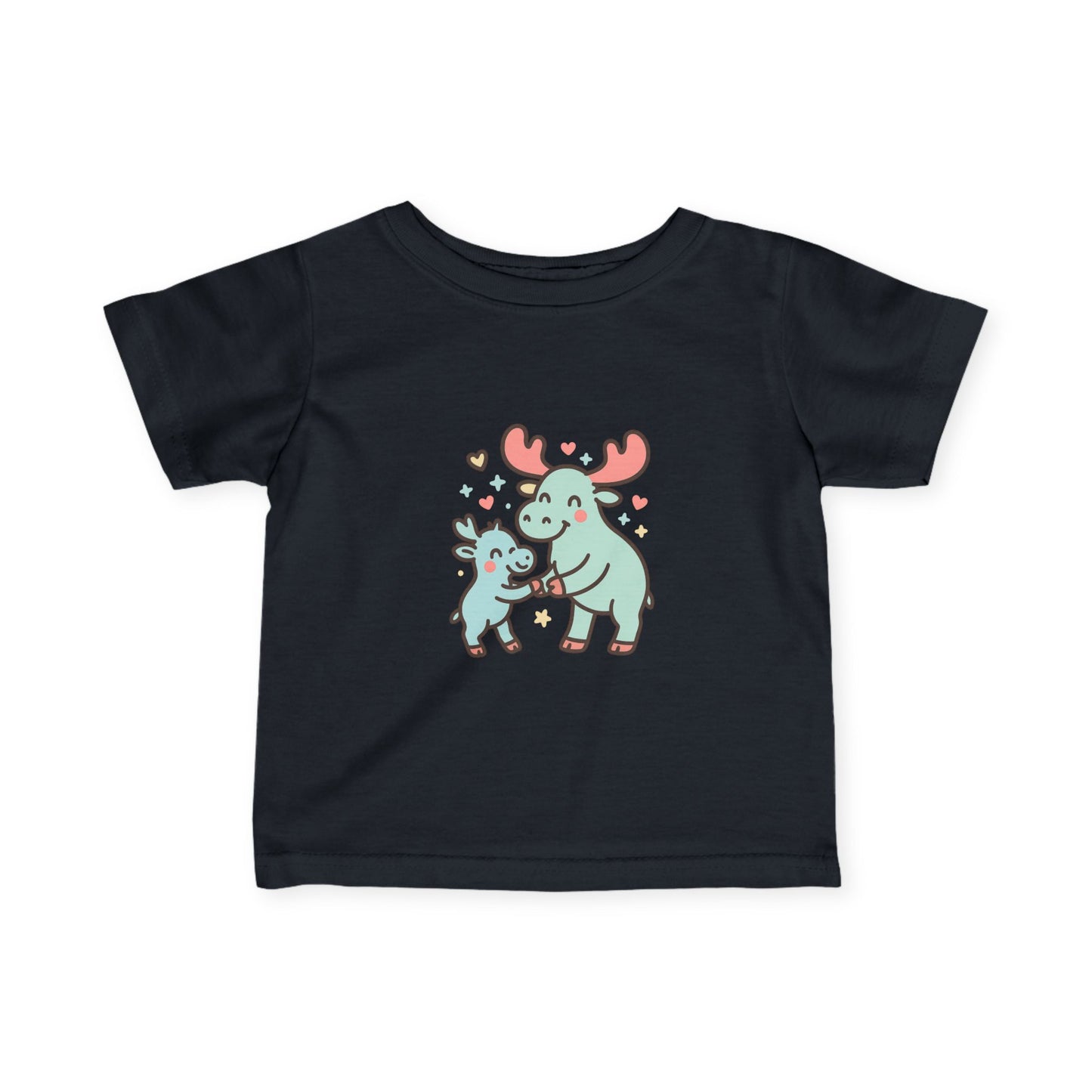 Cute Moose Mom & Baby Infant Tee — Adorable Woodland Family Baby Shirt