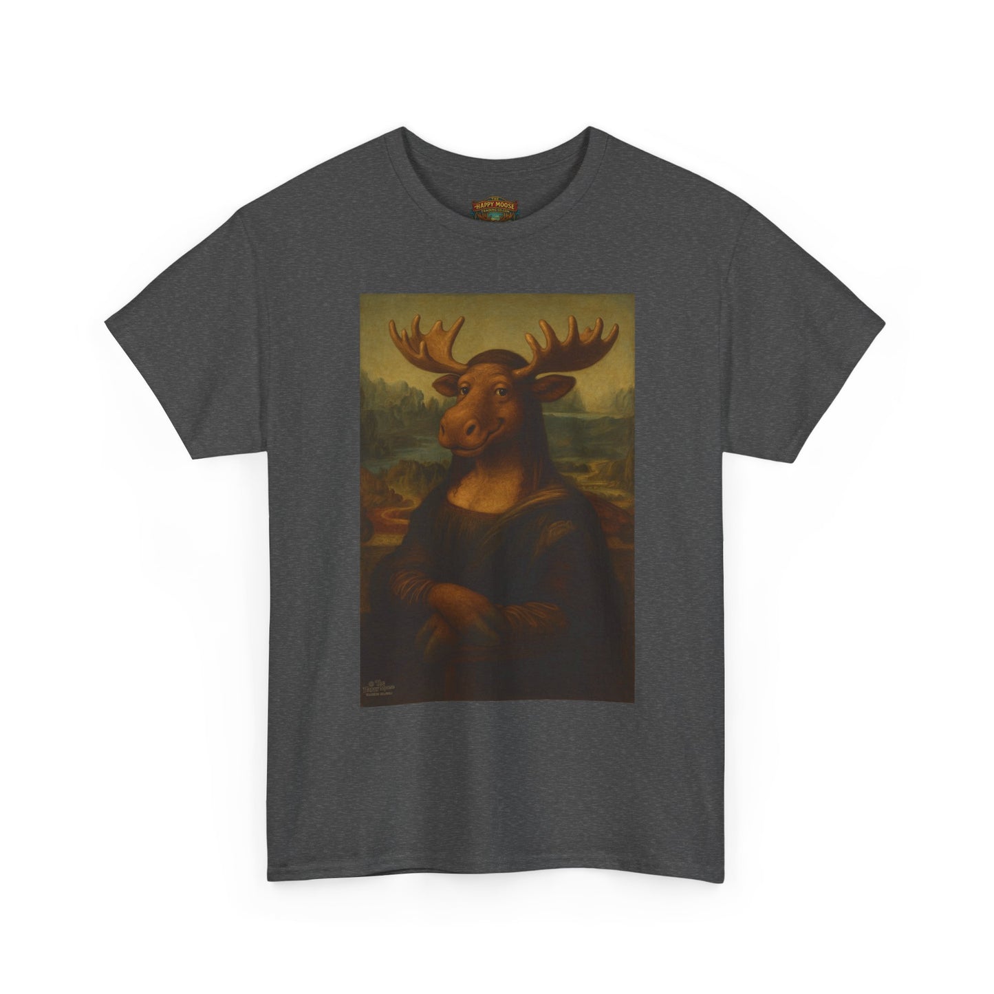 Mona Moose Tee — Funny Renaissance Moose Portrait T‑Shirt