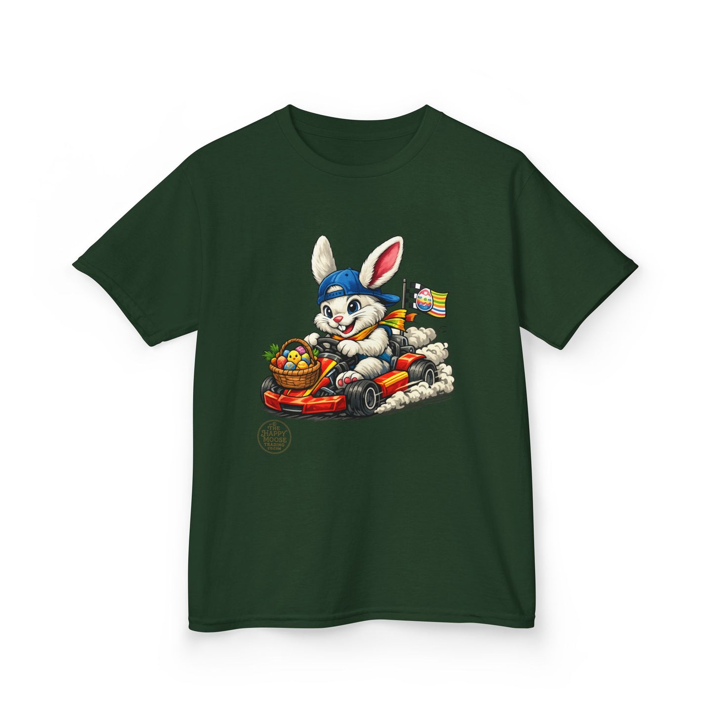 Kids Bunny Go-Kart Tee – Easter Bunny Racing with Candy Basket