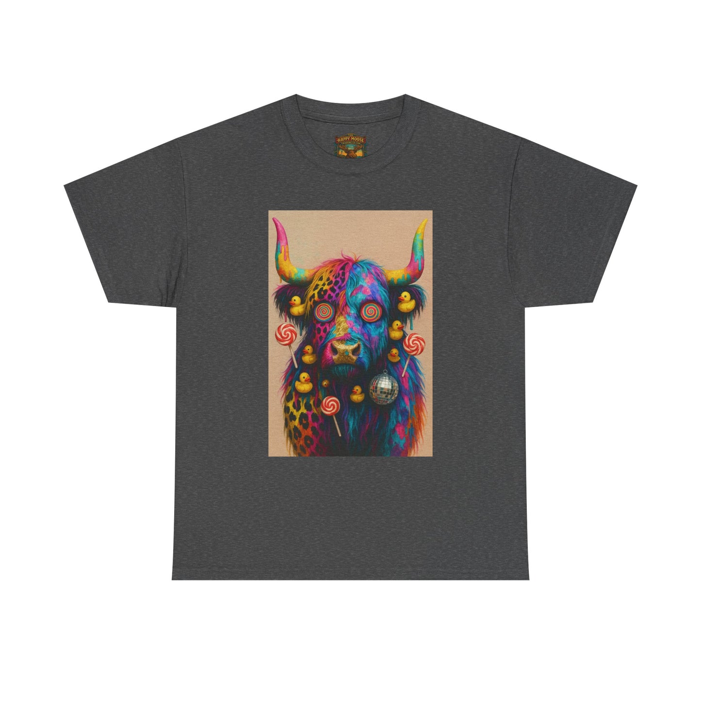 Psychedelic Highland Cow T-Shirt | Retro Rainbow Cow Art 6