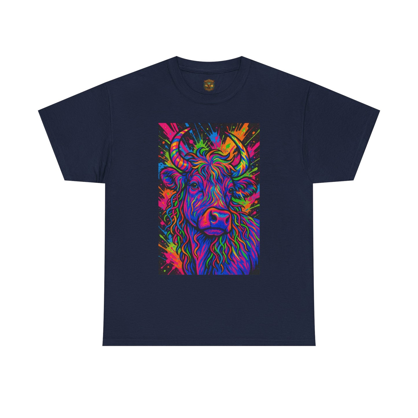 Psycadelic Highland Cow T-Shirt | Retro Rainbow Cow Art 1