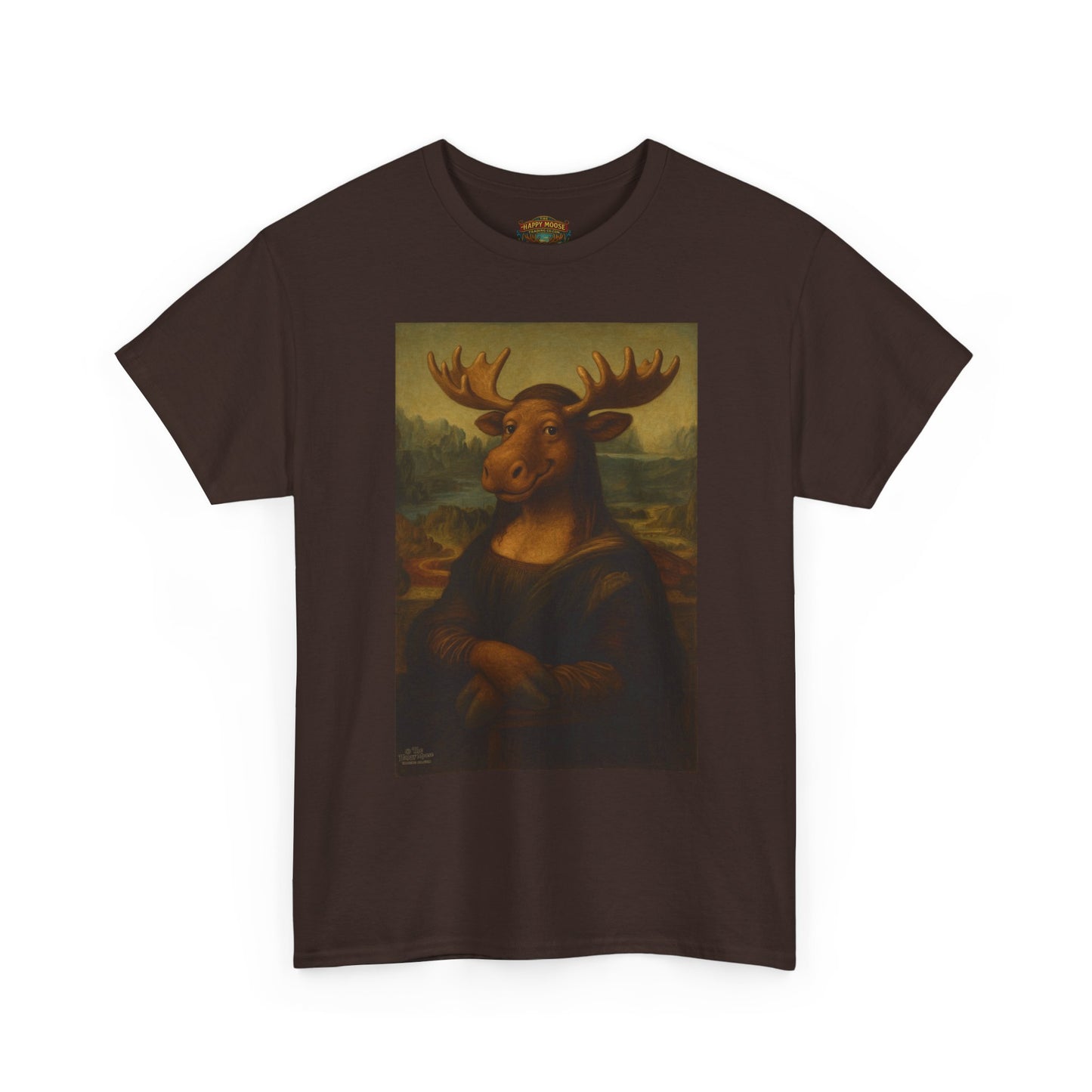 Mona Moose Tee — Funny Renaissance Moose Portrait T‑Shirt