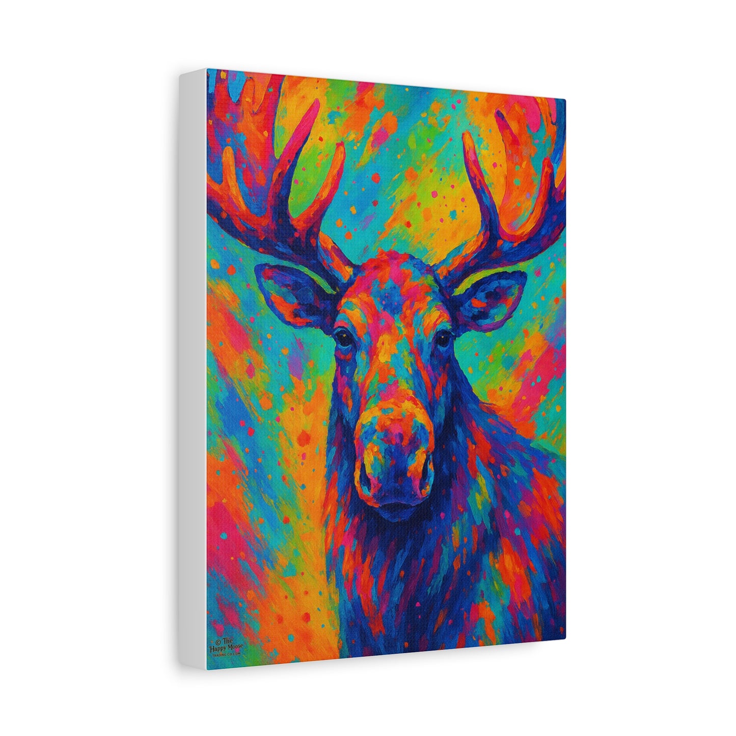 Colorful Moose Wall Art Canvas — Vibrant Wildlife Stretched Matte Canvas