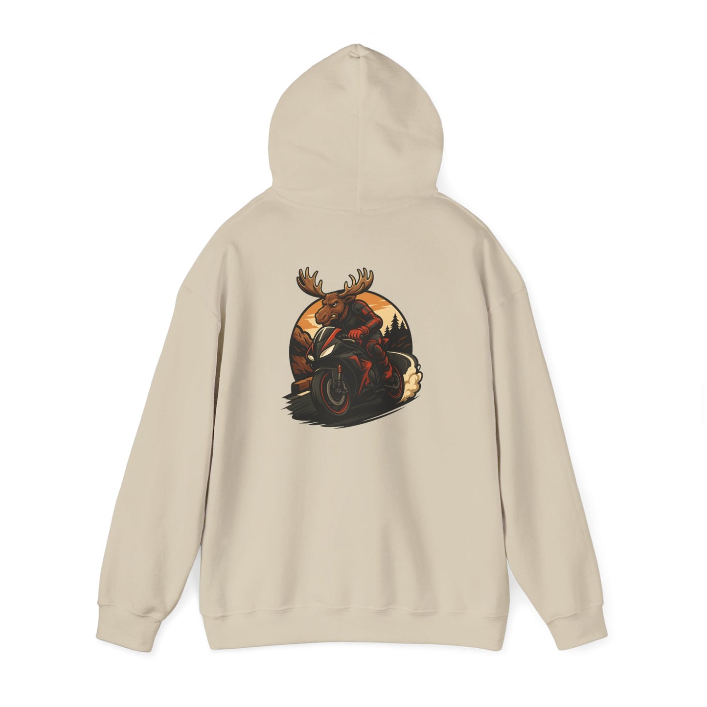 Moose Rider Hoodie — Vintage Motorcycle Graphic Sweatshirt