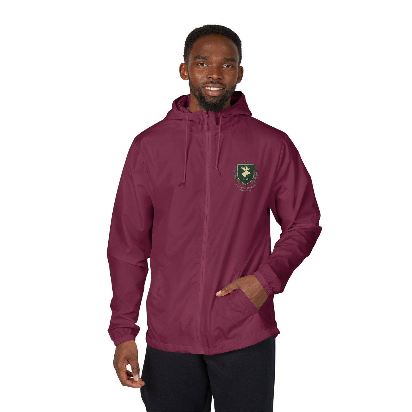 Windbreaker Jacket — Green Crest Emblem Hooded Windbreaker