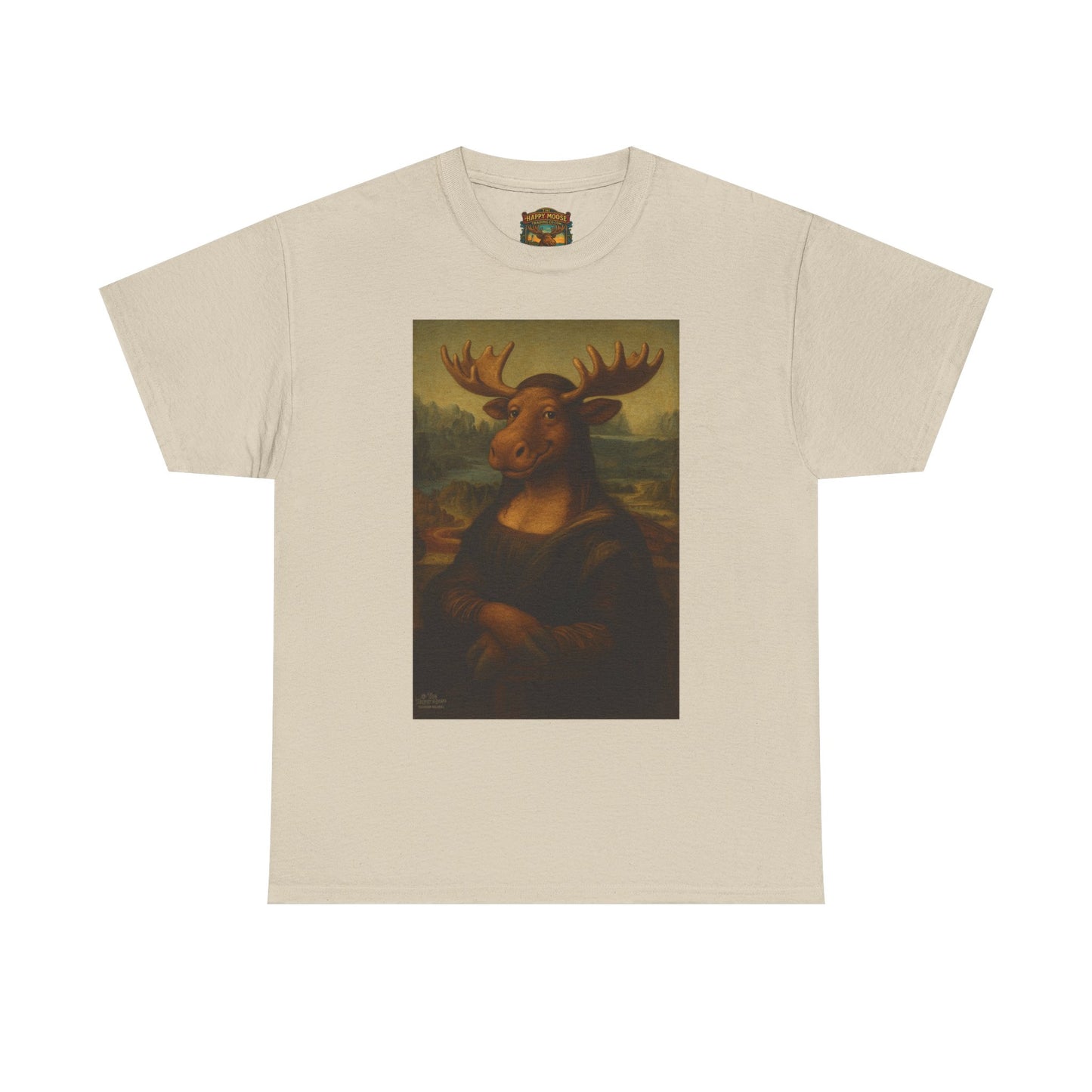 Mona Moose Tee — Funny Renaissance Moose Portrait T‑Shirt