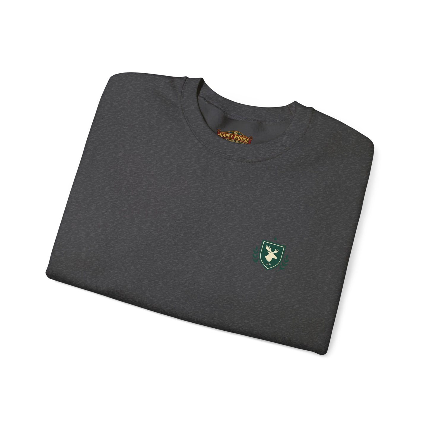 Embroidered Crest Crewneck Sweatshirt — Minimal Vintage Shield Logo