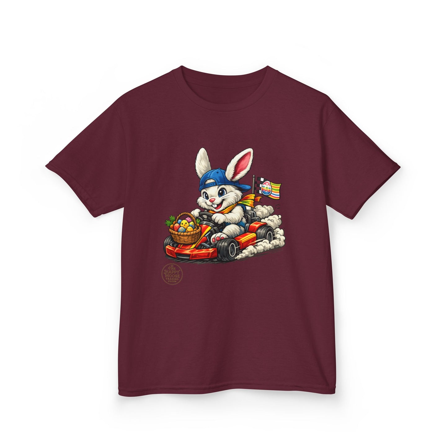 Kids Bunny Go-Kart Tee – Easter Bunny Racing with Candy Basket