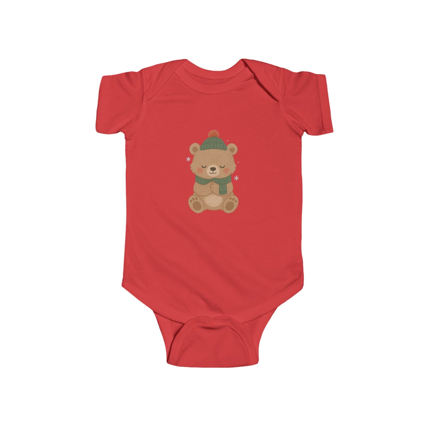 Holiday Bear Infant Bodysuit — Cute Teddy in Winter Hat & Scarf
