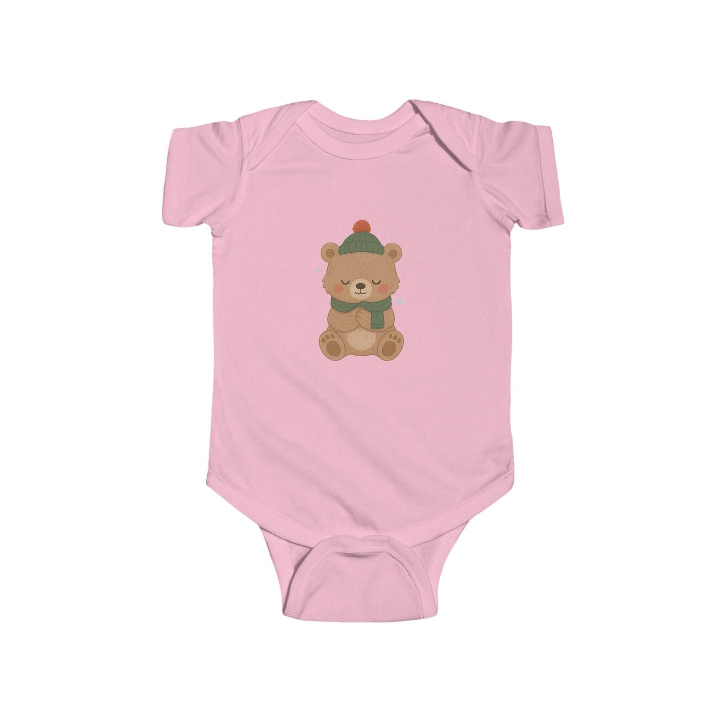 Holiday Bear Infant Bodysuit — Cute Teddy in Winter Hat & Scarf