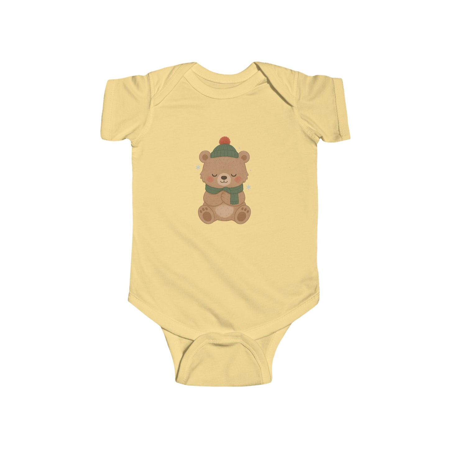 Holiday Bear Infant Bodysuit — Cute Teddy in Winter Hat & Scarf