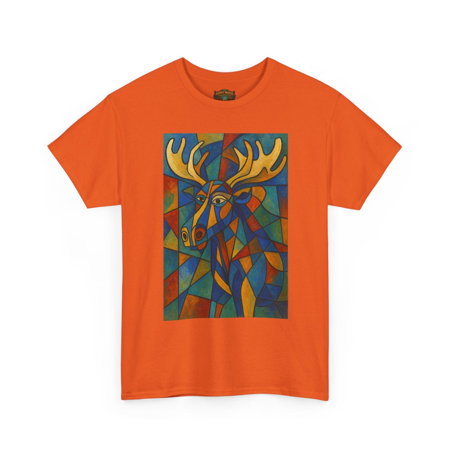 Picasso Moose T‑Shirt — Colorful Geometric Woodland Art Tee