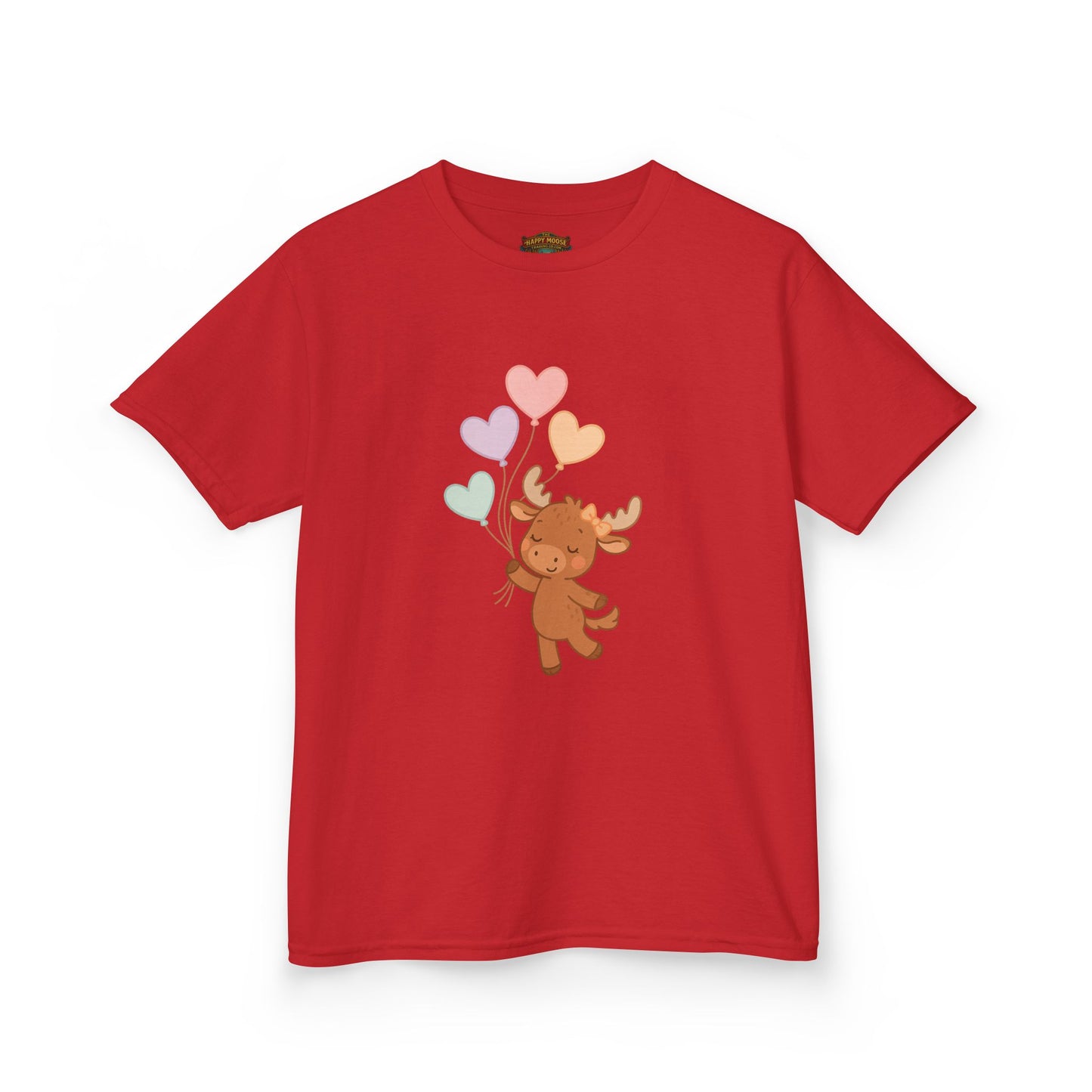 Kids Tee — Cute Moose Holding Heart Balloons | Toddler Gift