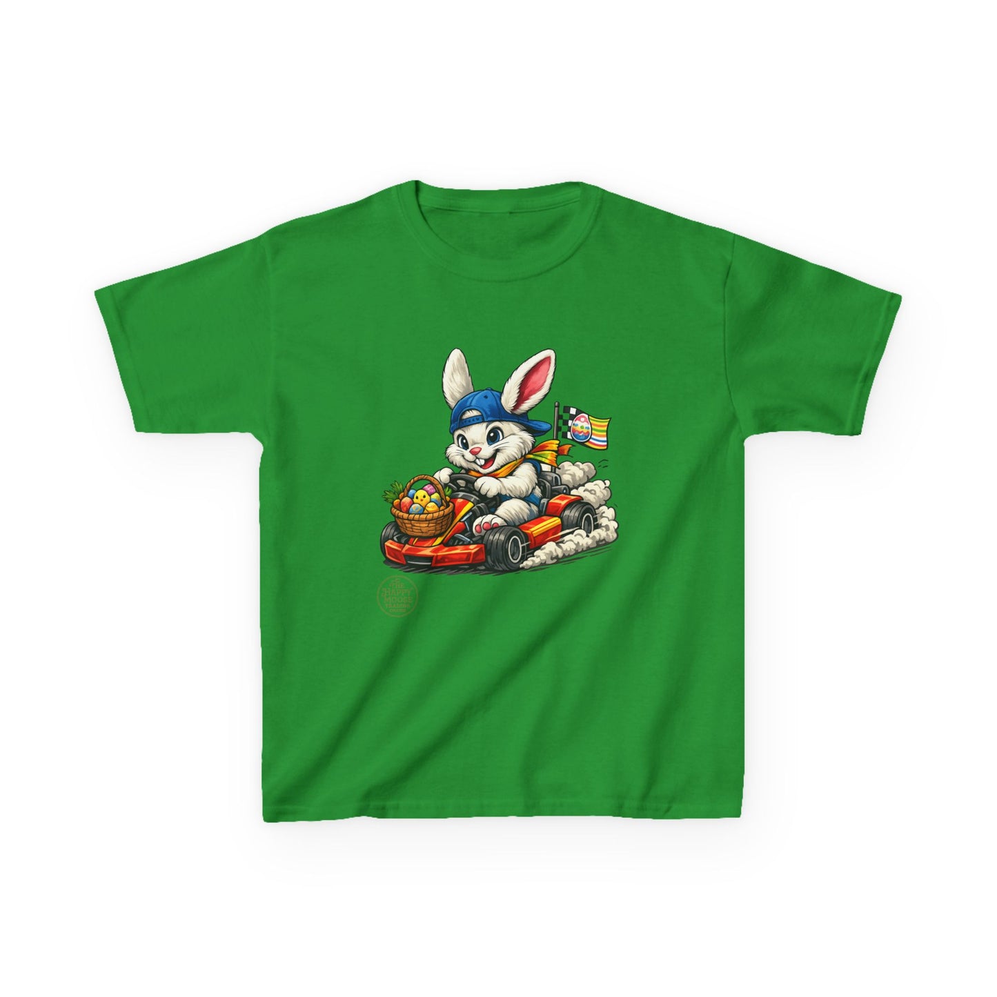 Kids Bunny Go-Kart Tee – Easter Bunny Racing with Candy Basket
