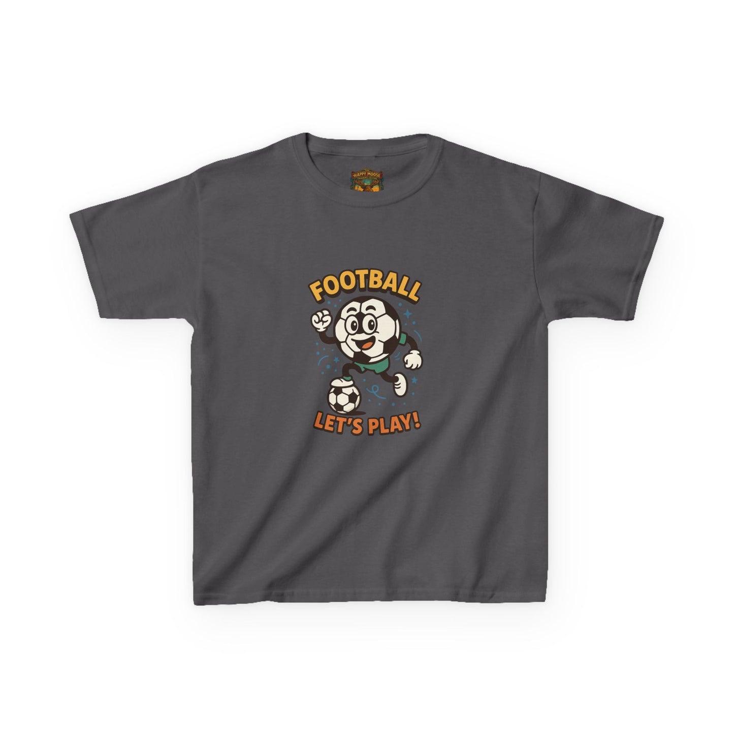 Kids Football Tee — "Football Let's Play" Retro Cartoon Soccer Shirt